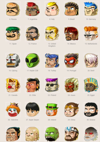 Amount of personajes